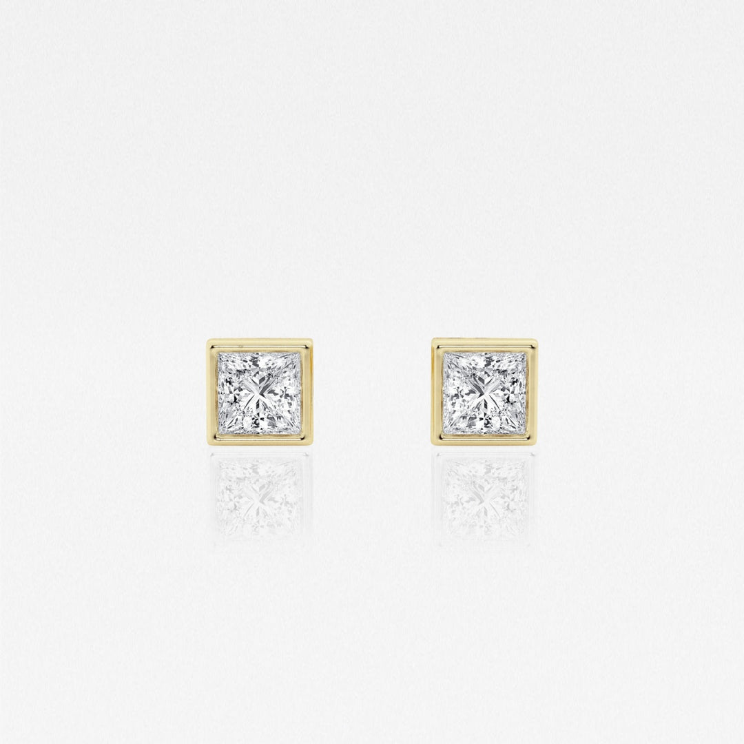 Princess FG - VS2 Lab - Grown Diamond Bezel Set Stud Earrings - Doozy Diamonds