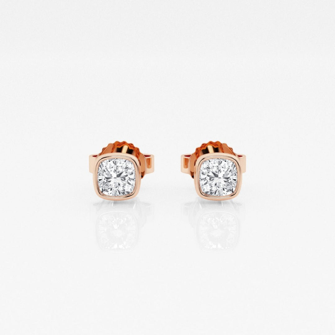Cushion FG - VS2 Lab - Grown Diamond Bezel Set Stud Earrings - Doozy Diamonds