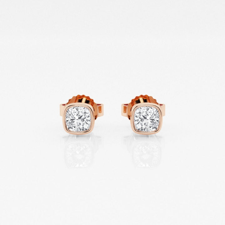 Cushion FG - VS2 Lab - Grown Diamond Bezel Set Stud Earrings - Doozy Diamonds