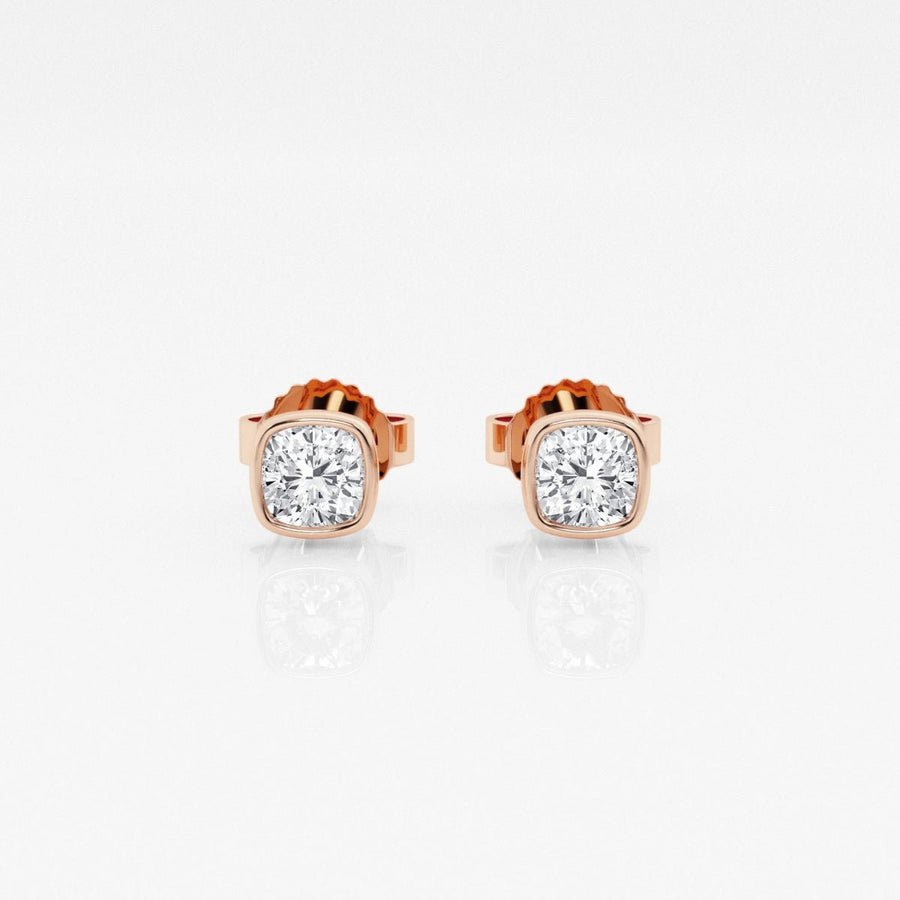 Cushion FG - VS2 Lab - Grown Diamond Bezel Set Stud Earrings - Doozy Diamonds