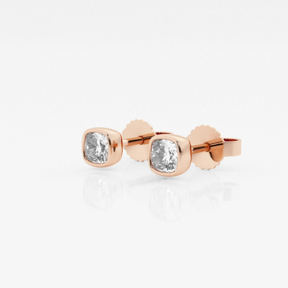 Cushion FG - VS2 Lab - Grown Diamond Bezel Set Stud Earrings - Doozy Diamonds
