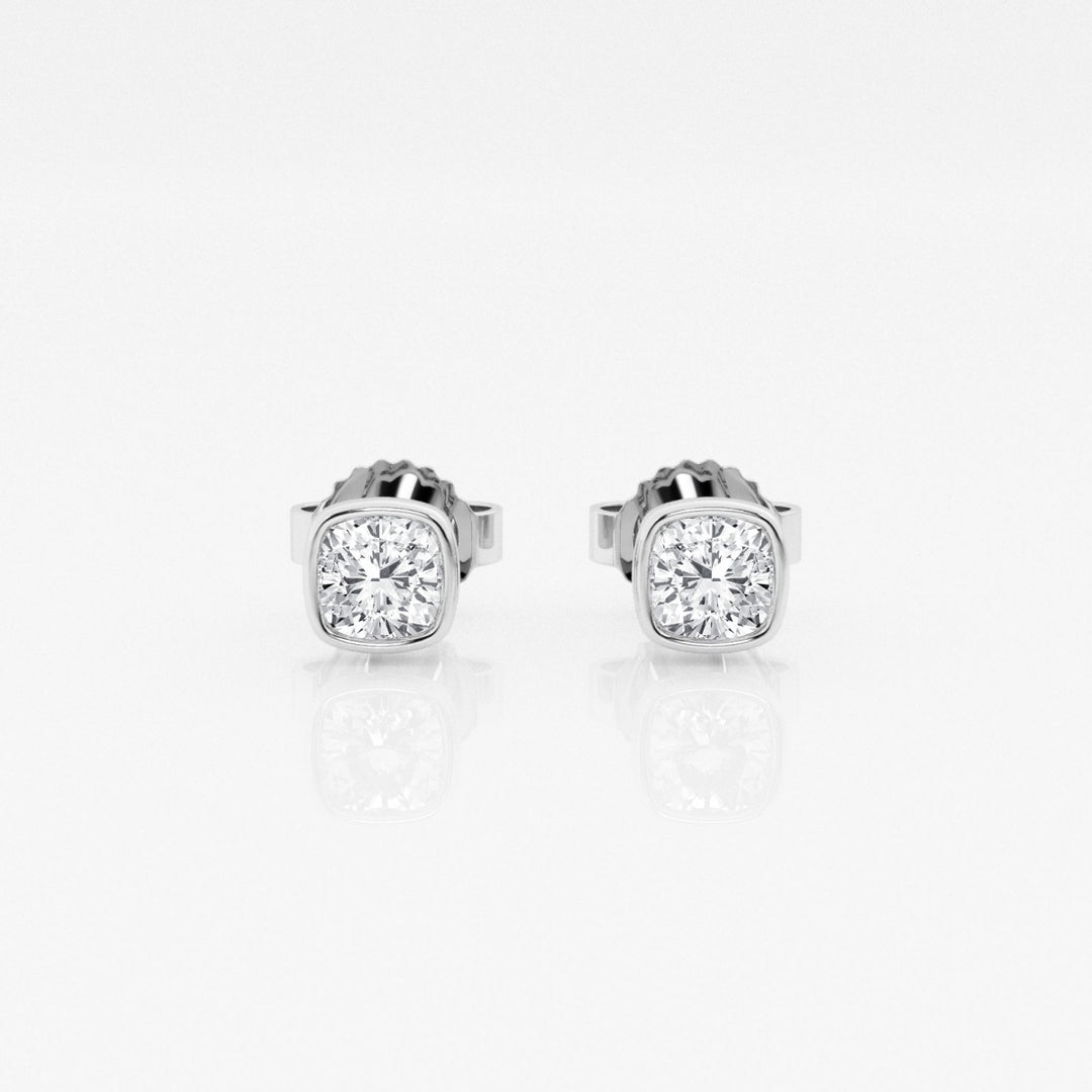 Cushion FG - VS2 Lab - Grown Diamond Bezel Set Stud Earrings - Doozy Diamonds