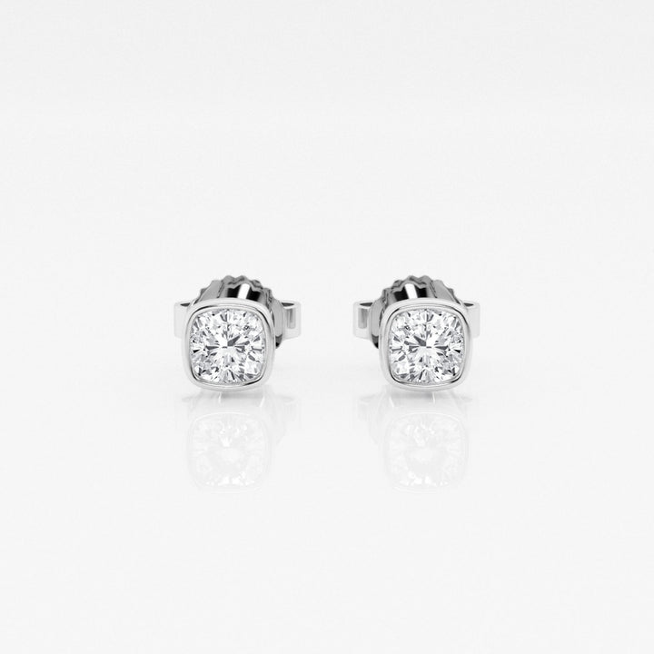 Cushion FG - VS2 Lab - Grown Diamond Bezel Set Stud Earrings - Doozy Diamonds