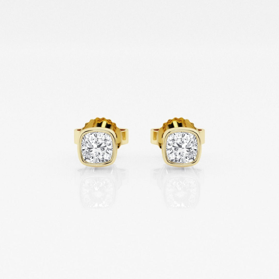 Cushion FG - VS2 Lab - Grown Diamond Bezel Set Stud Earrings - Doozy Diamonds