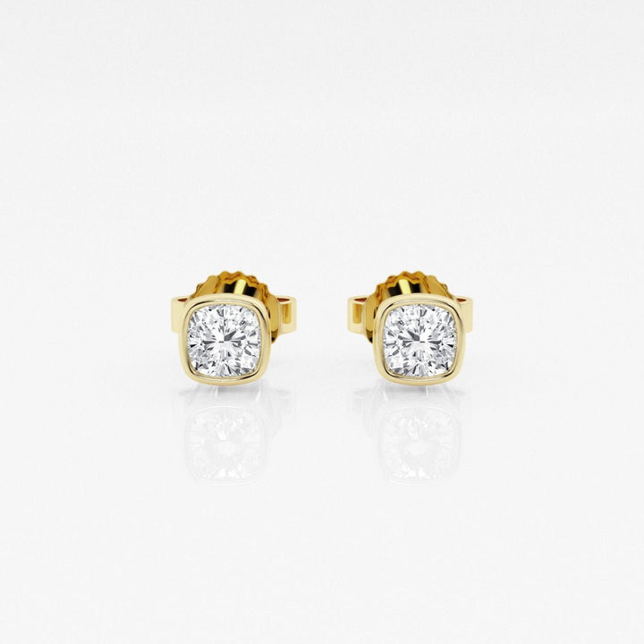 Cushion FG - VS2 Lab - Grown Diamond Bezel Set Stud Earrings - Doozy Diamonds