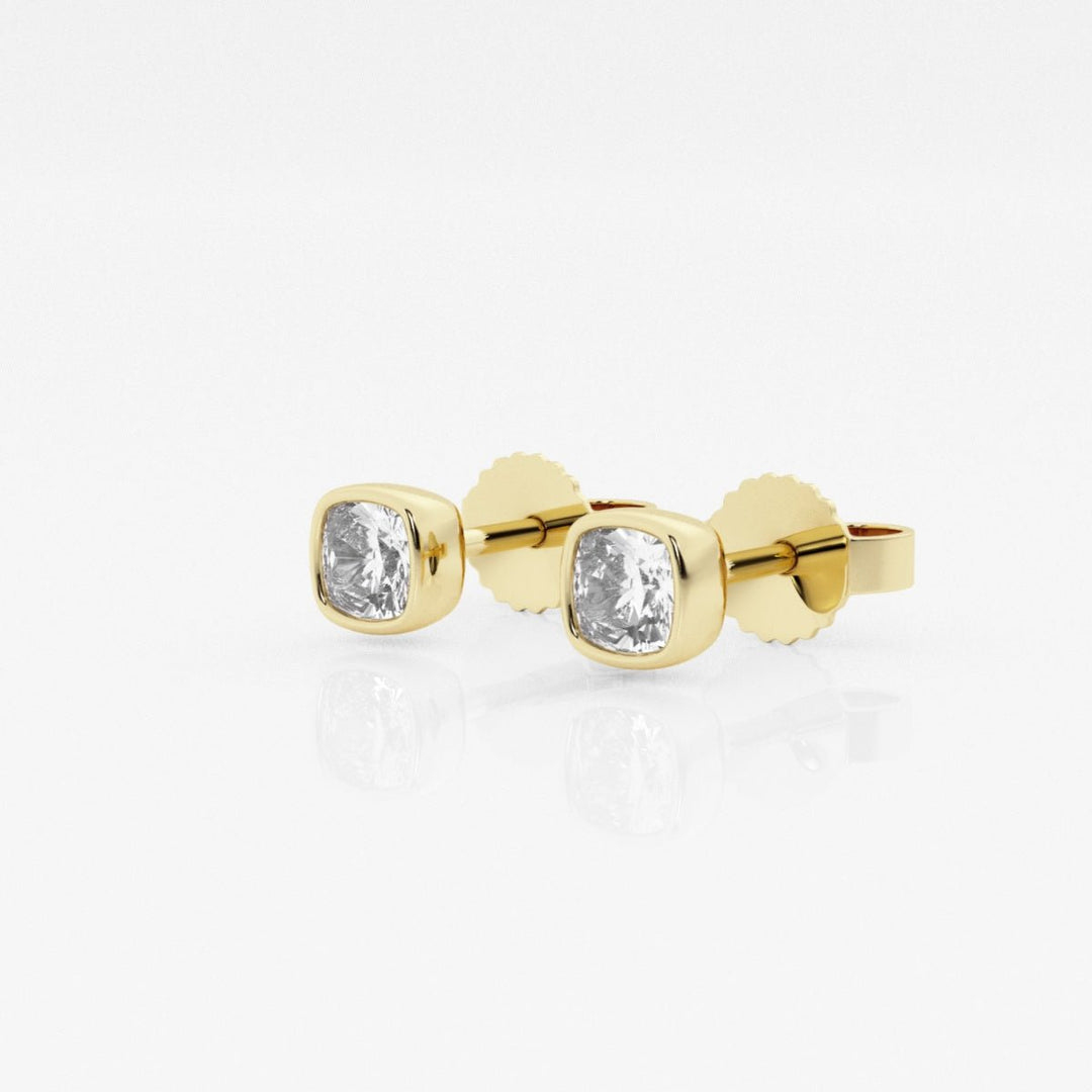 Cushion FG - VS2 Lab - Grown Diamond Bezel Set Stud Earrings - Doozy Diamonds