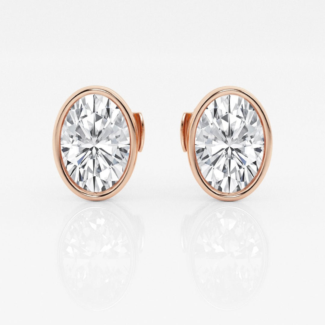 Oval FG - VS2 Lab - Grown Diamond Bezel Set Stud Earrings - Doozy Diamonds