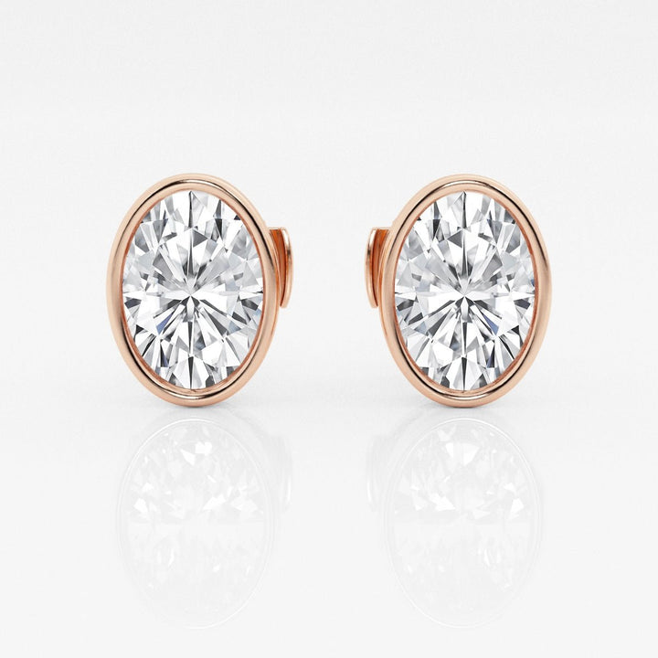 Oval FG - VS2 Lab - Grown Diamond Bezel Set Stud Earrings - Doozy Diamonds