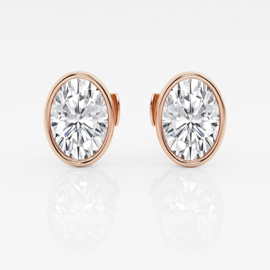 Oval FG - VS2 Lab - Grown Diamond Bezel Set Stud Earrings - Doozy Diamonds