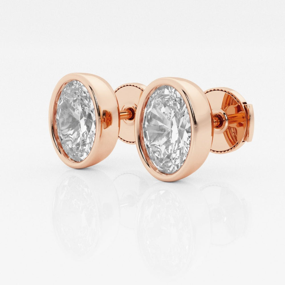 Oval FG - VS2 Lab - Grown Diamond Bezel Set Stud Earrings - Doozy Diamonds