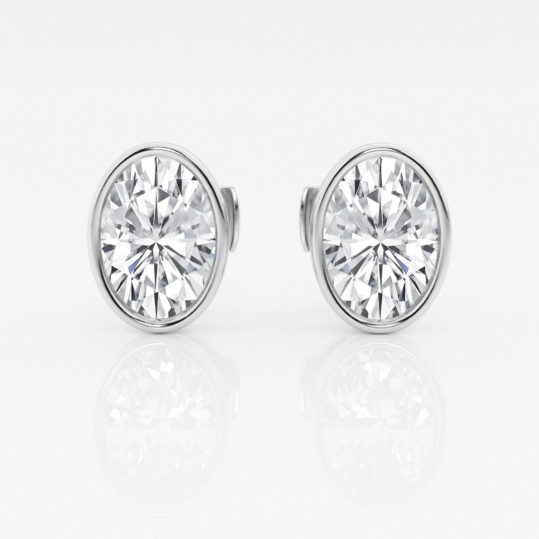Oval FG - VS2 Lab - Grown Diamond Bezel Set Stud Earrings - Doozy Diamonds