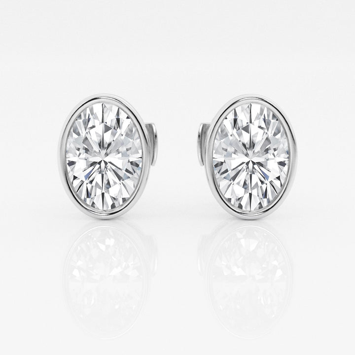 Oval FG - VS2 Lab - Grown Diamond Bezel Set Stud Earrings - Doozy Diamonds