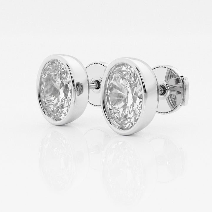Oval FG - VS2 Lab - Grown Diamond Bezel Set Stud Earrings - Doozy Diamonds