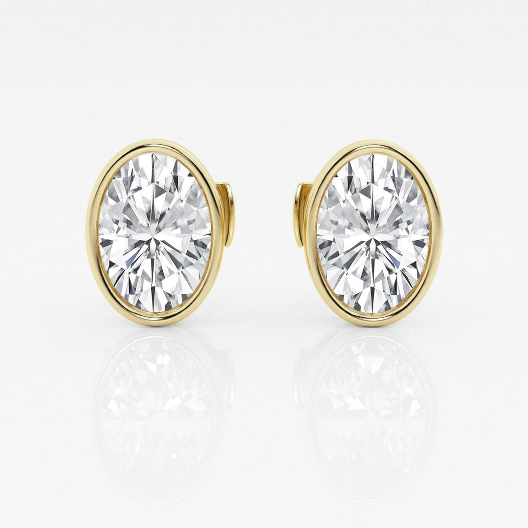 Oval FG - VS2 Lab - Grown Diamond Bezel Set Stud Earrings - Doozy Diamonds