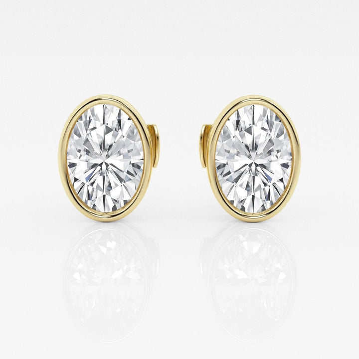 Oval FG - VS2 Lab - Grown Diamond Bezel Set Stud Earrings - Doozy Diamonds