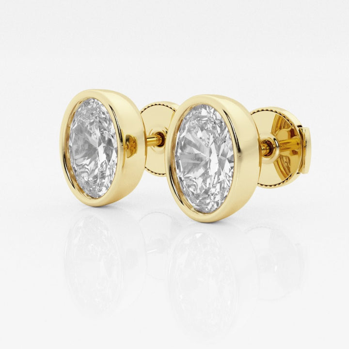 Oval FG - VS2 Lab - Grown Diamond Bezel Set Stud Earrings - Doozy Diamonds