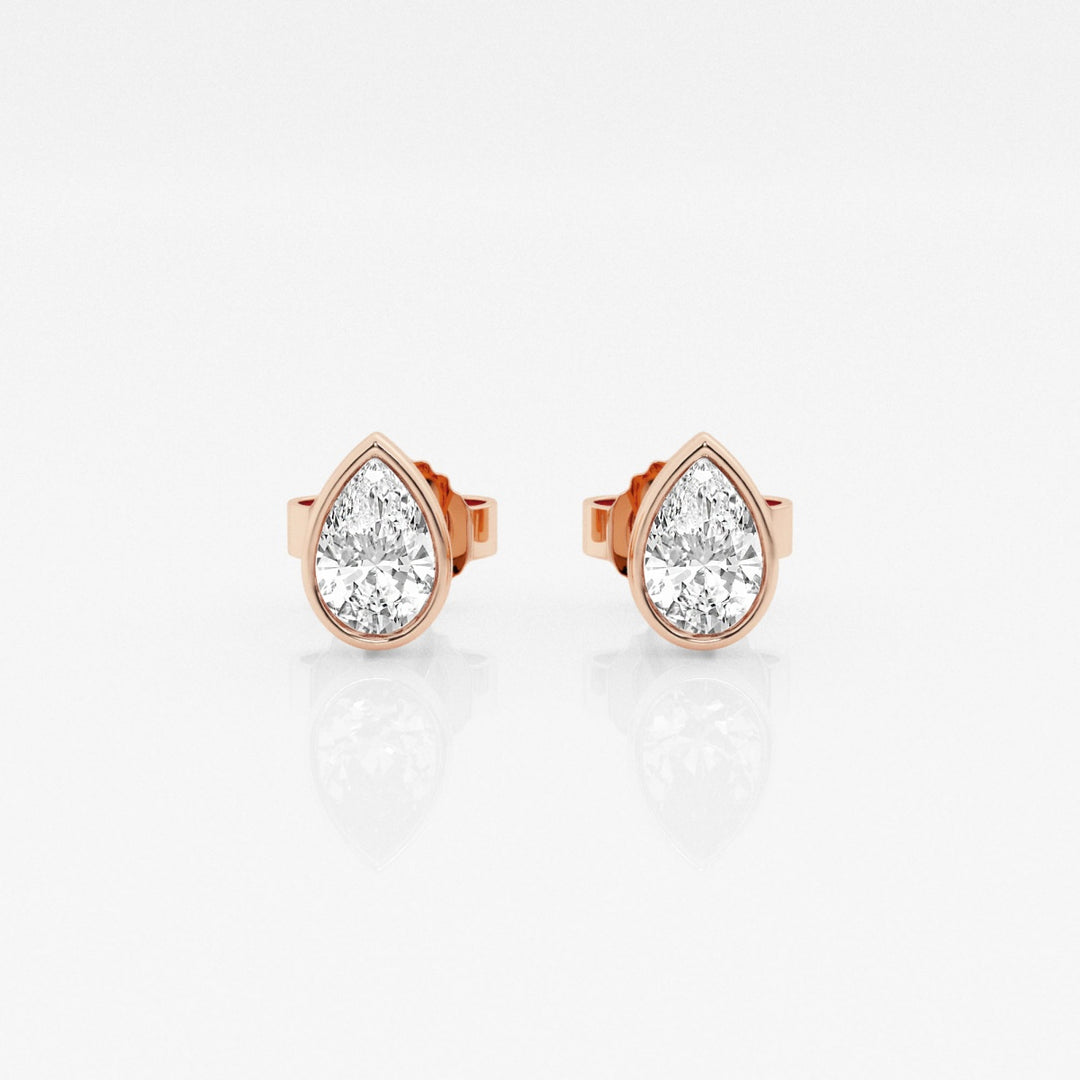 Pear FG - VS2 Lab - Grown Diamond Bezel Set Stud Earrings - Doozy Diamonds