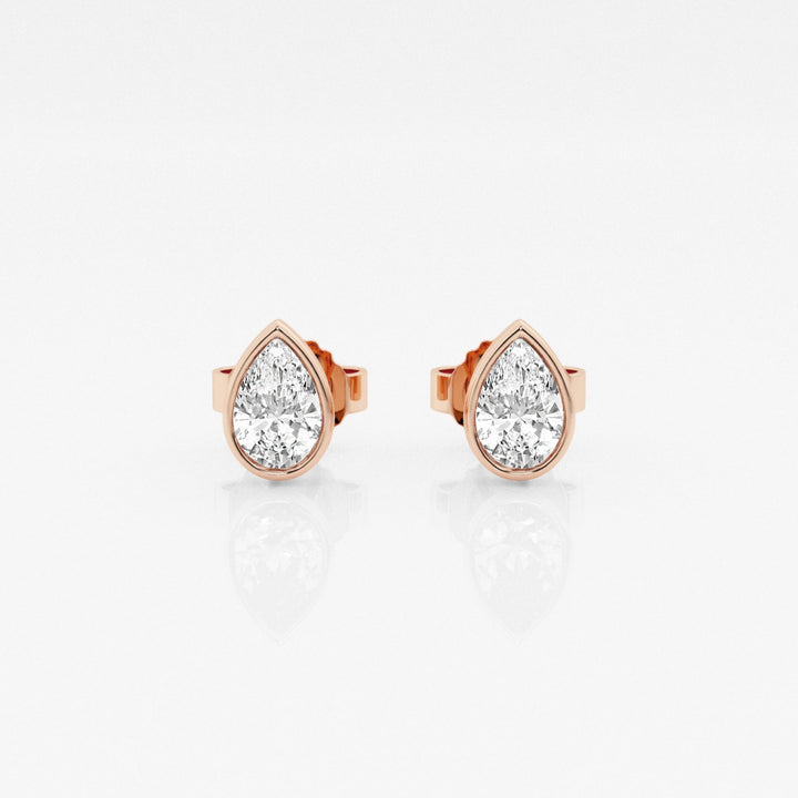 Pear FG - VS2 Lab - Grown Diamond Bezel Set Stud Earrings - Doozy Diamonds