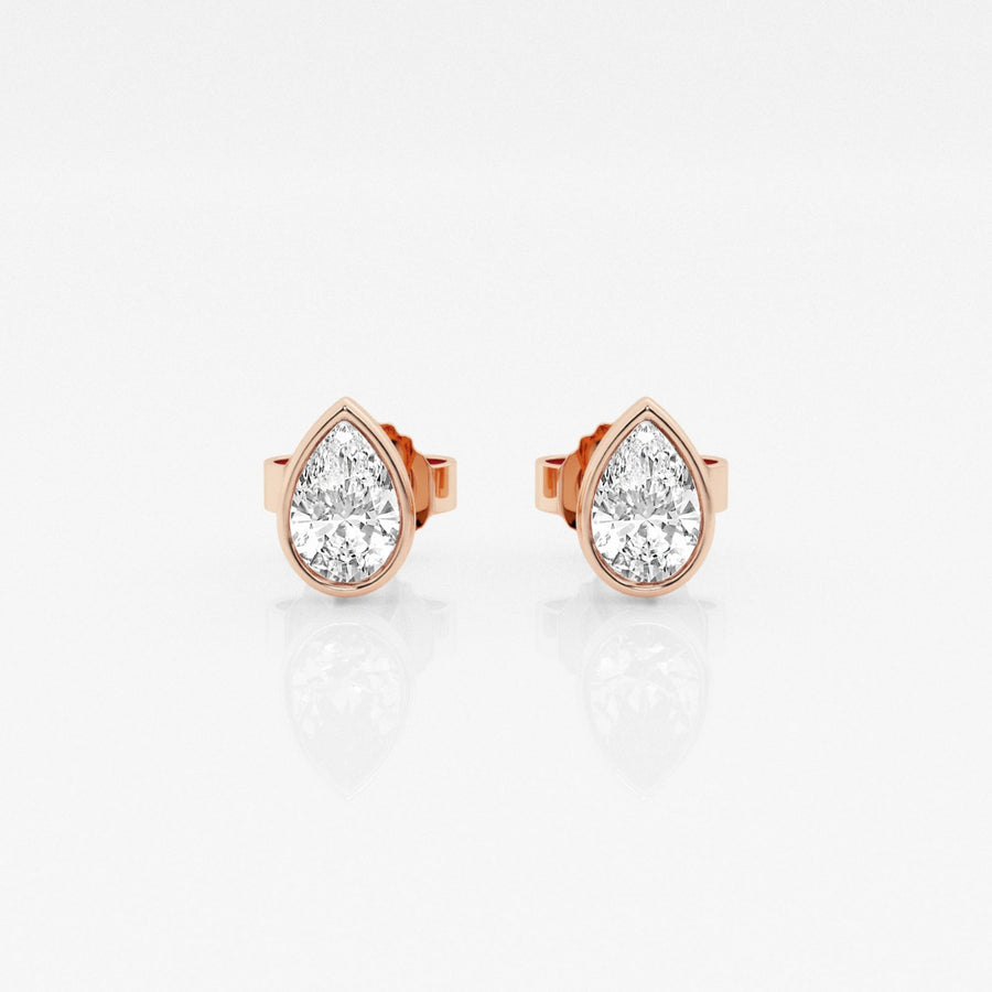 Pear FG - VS2 Lab - Grown Diamond Bezel Set Stud Earrings - Doozy Diamonds