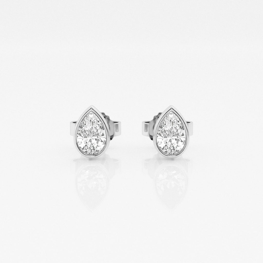 Pear FG - VS2 Lab - Grown Diamond Bezel Set Stud Earrings - Doozy Diamonds