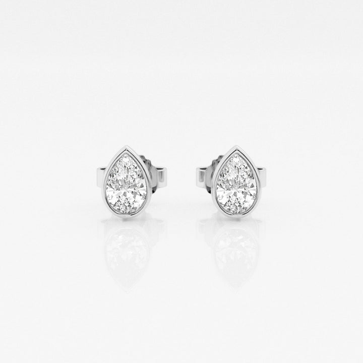 Pear FG - VS2 Lab - Grown Diamond Bezel Set Stud Earrings - Doozy Diamonds