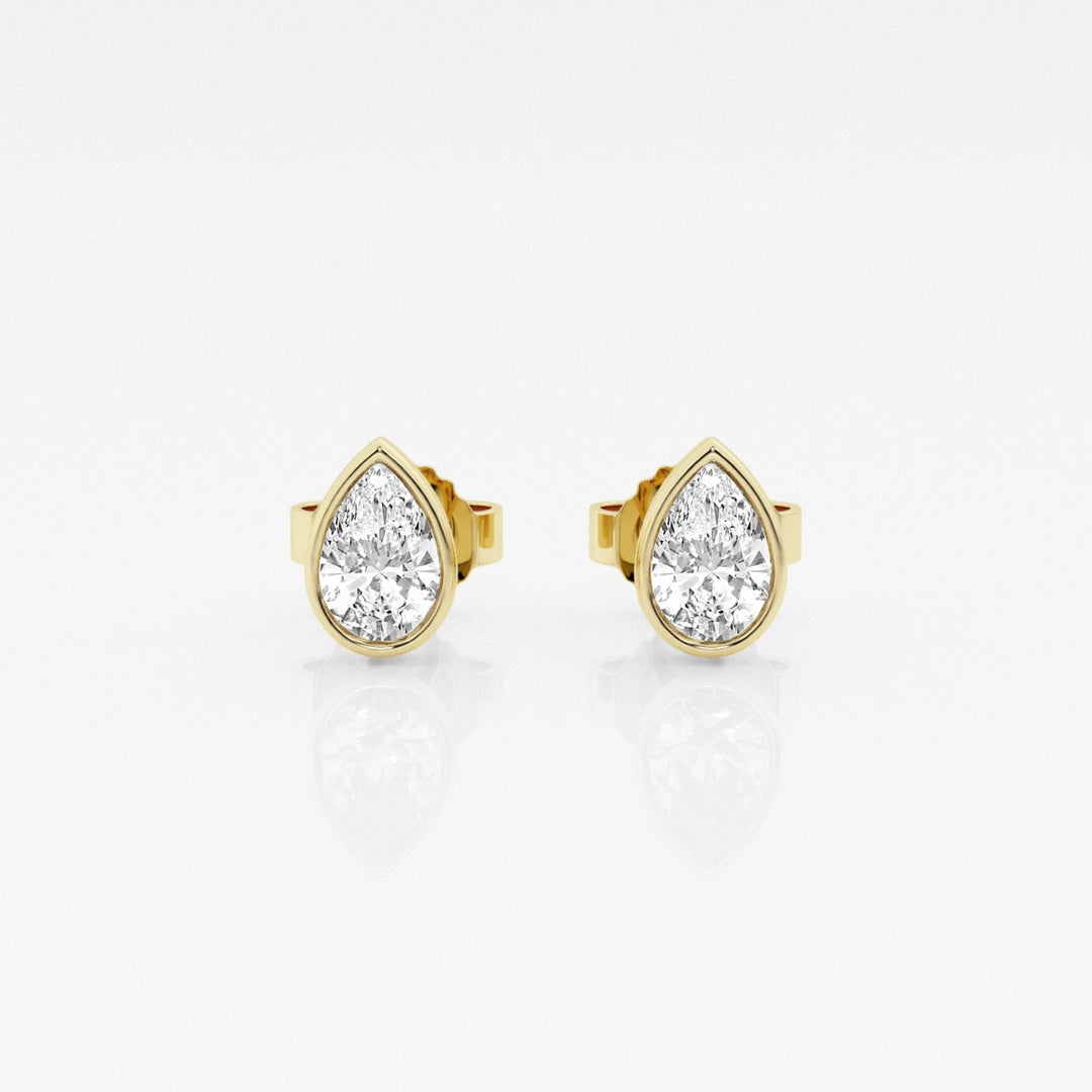 Pear FG - VS2 Lab - Grown Diamond Bezel Set Stud Earrings - Doozy Diamonds