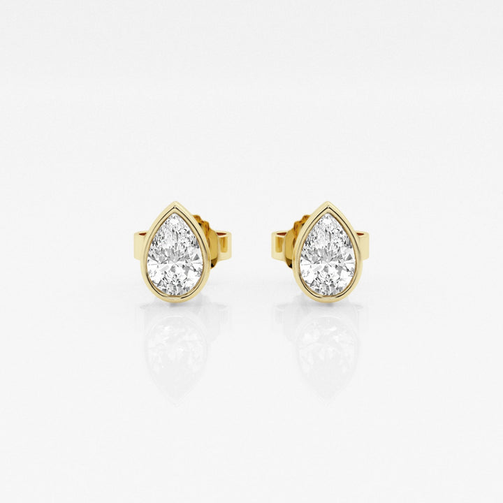 Pear FG - VS2 Lab - Grown Diamond Bezel Set Stud Earrings - Doozy Diamonds