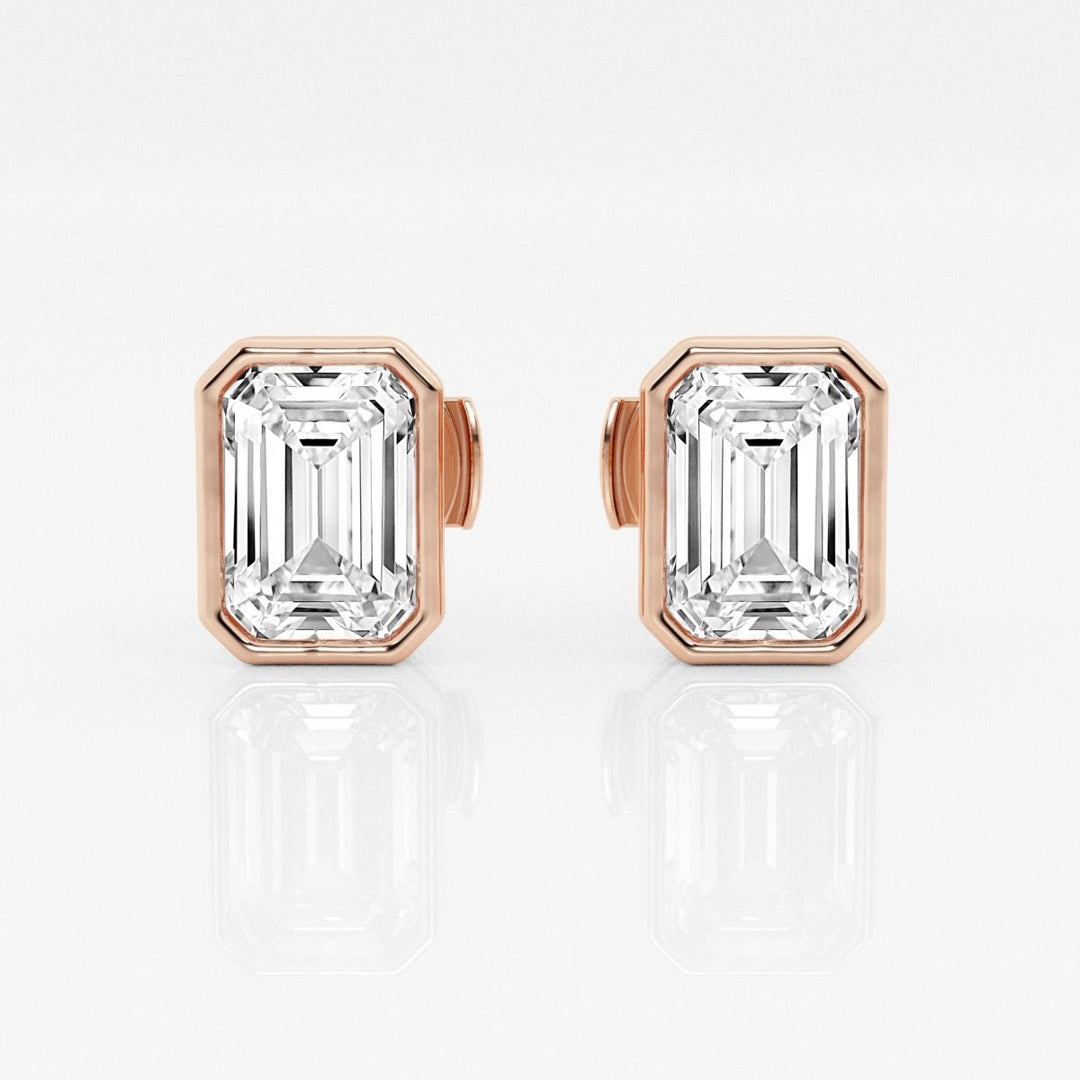 Emerald FG - VS2 Lab - Grown Diamond Bezel Set Stud Earrings - Doozy Diamonds