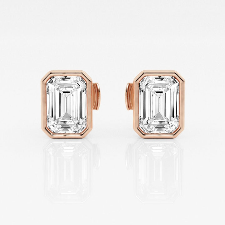 Emerald FG - VS2 Lab - Grown Diamond Bezel Set Stud Earrings - Doozy Diamonds