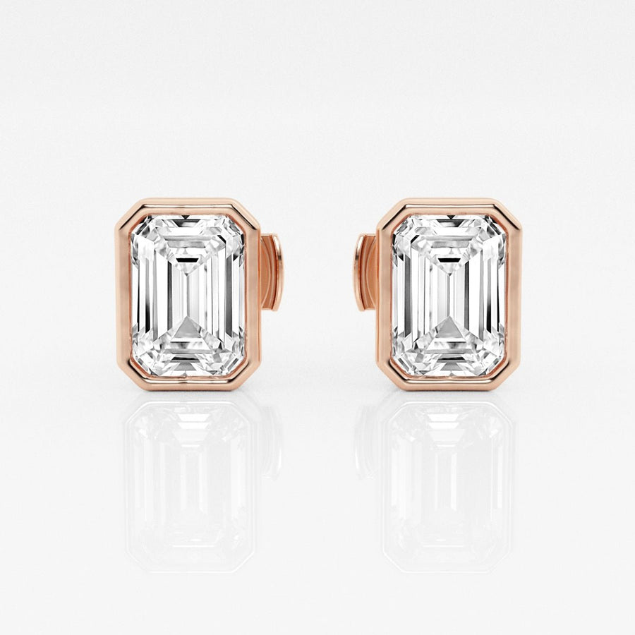 Emerald FG - VS2 Lab - Grown Diamond Bezel Set Stud Earrings - Doozy Diamonds