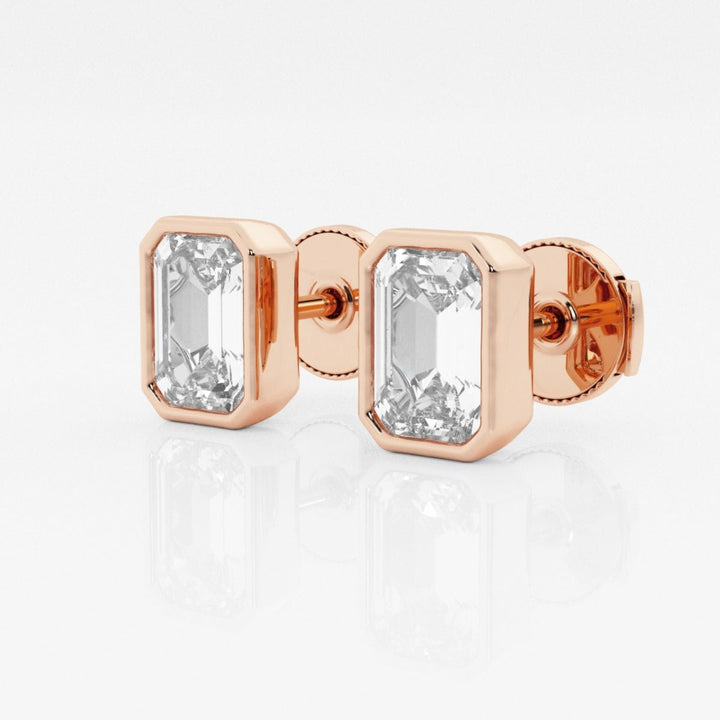 Emerald FG - VS2 Lab - Grown Diamond Bezel Set Stud Earrings - Doozy Diamonds