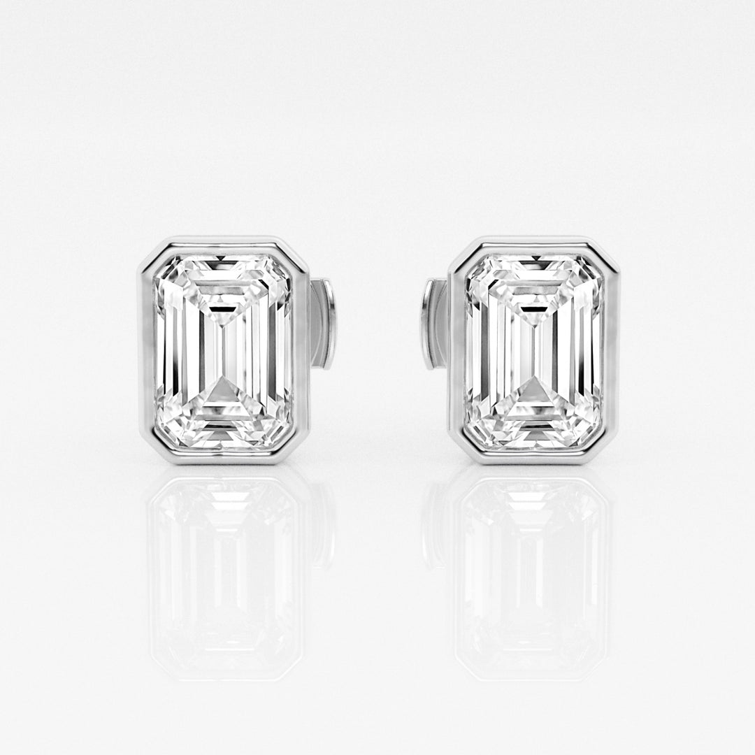 Emerald FG - VS2 Lab - Grown Diamond Bezel Set Stud Earrings - Doozy Diamonds