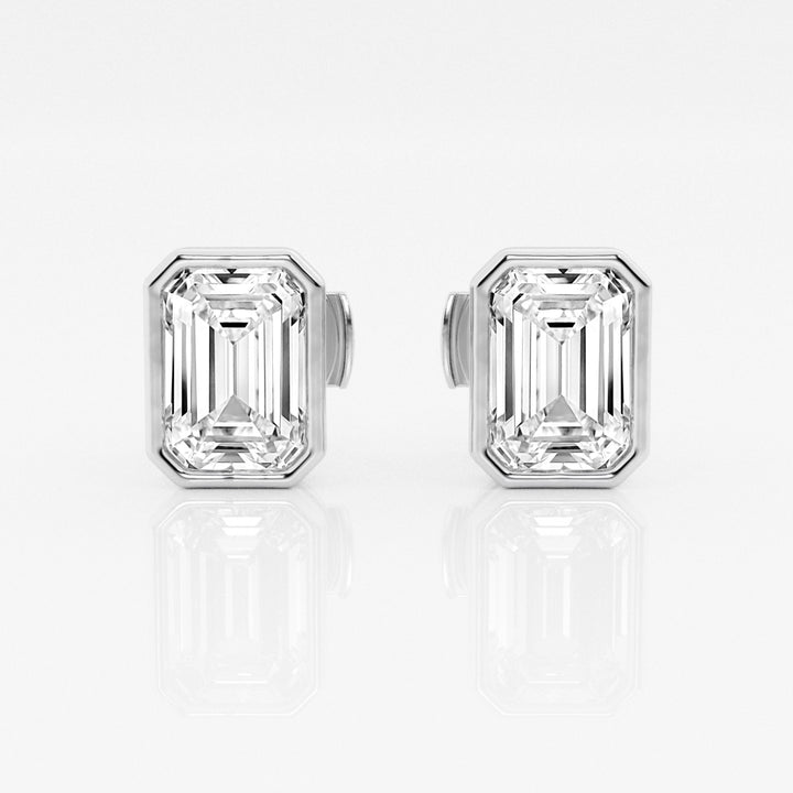 Emerald FG - VS2 Lab - Grown Diamond Bezel Set Stud Earrings - Doozy Diamonds