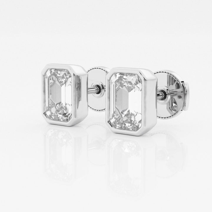 Emerald FG - VS2 Lab - Grown Diamond Bezel Set Stud Earrings - Doozy Diamonds