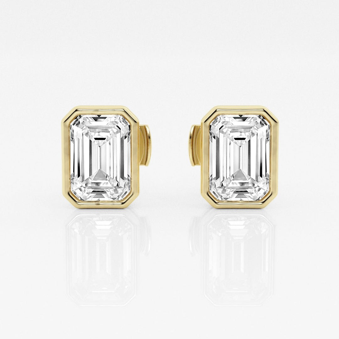 Emerald FG - VS2 Lab - Grown Diamond Bezel Set Stud Earrings - Doozy Diamonds