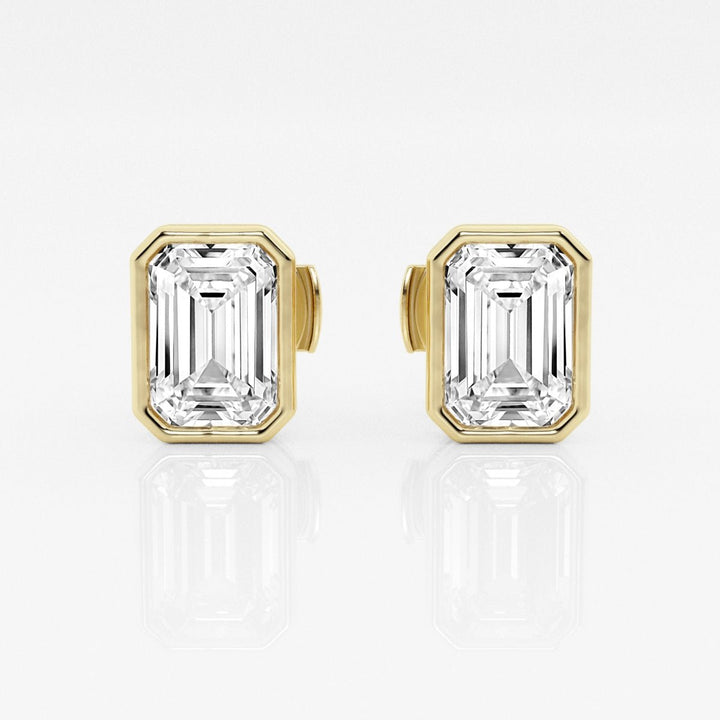 Emerald FG - VS2 Lab - Grown Diamond Bezel Set Stud Earrings - Doozy Diamonds