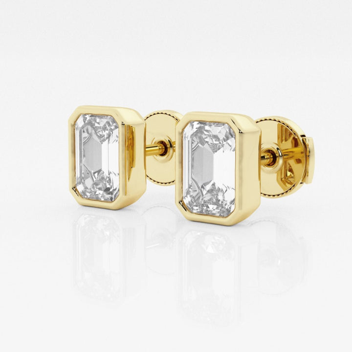 Emerald FG - VS2 Lab - Grown Diamond Bezel Set Stud Earrings - Doozy Diamonds