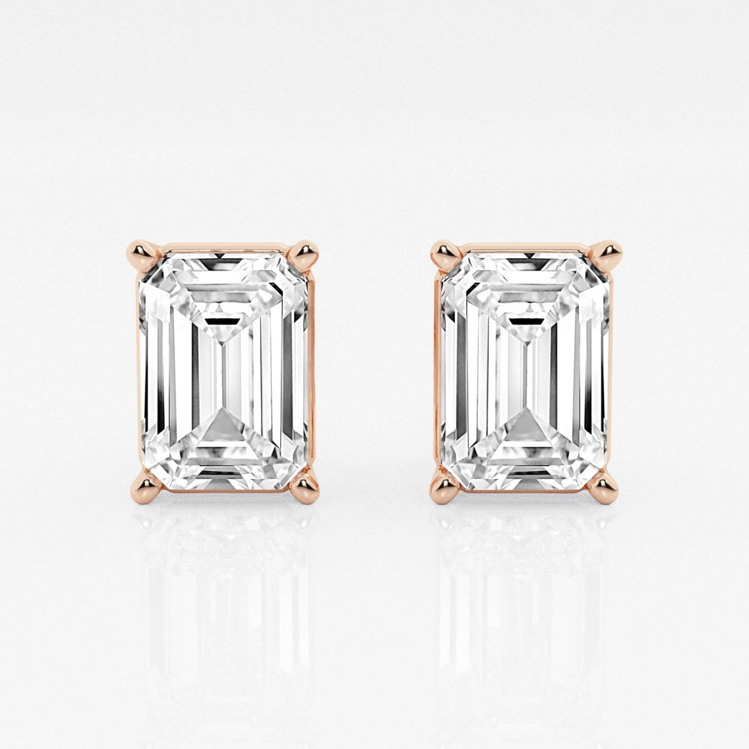 Emerald FG - VS2 Lab - Grown Diamond Solitaire Stud Earrings - Doozy Diamonds