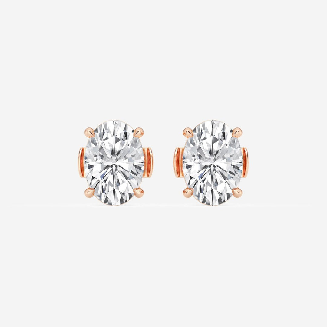 Oval Cut FG - VS2 Lab - Grown Diamond Hidden Halo Stud Earrings - Doozy Diamonds