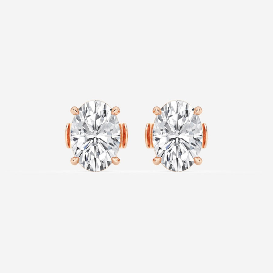 Oval Cut FG - VS2 Lab - Grown Diamond Hidden Halo Stud Earrings - Doozy Diamonds