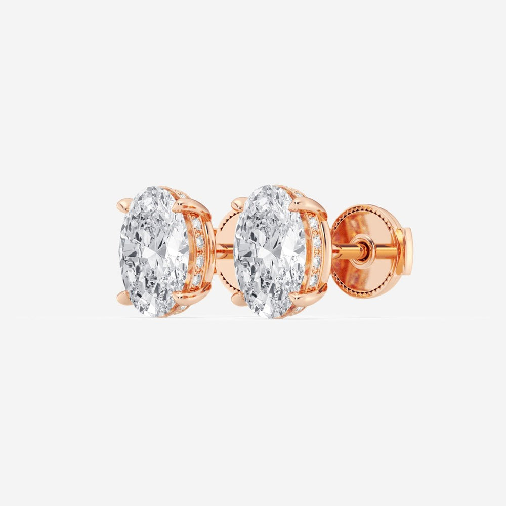 Oval Cut FG - VS2 Lab - Grown Diamond Hidden Halo Stud Earrings - Doozy Diamonds
