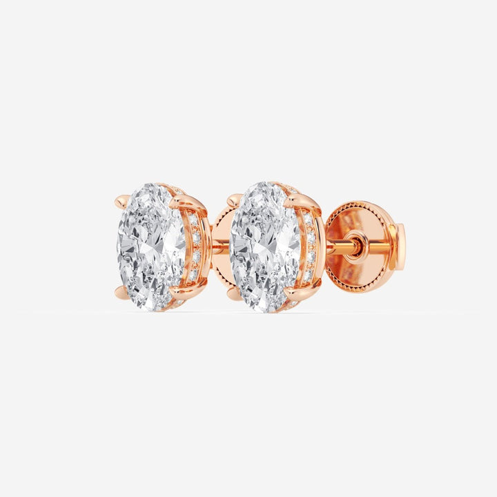 Oval Cut FG - VS2 Lab - Grown Diamond Hidden Halo Stud Earrings - Doozy Diamonds