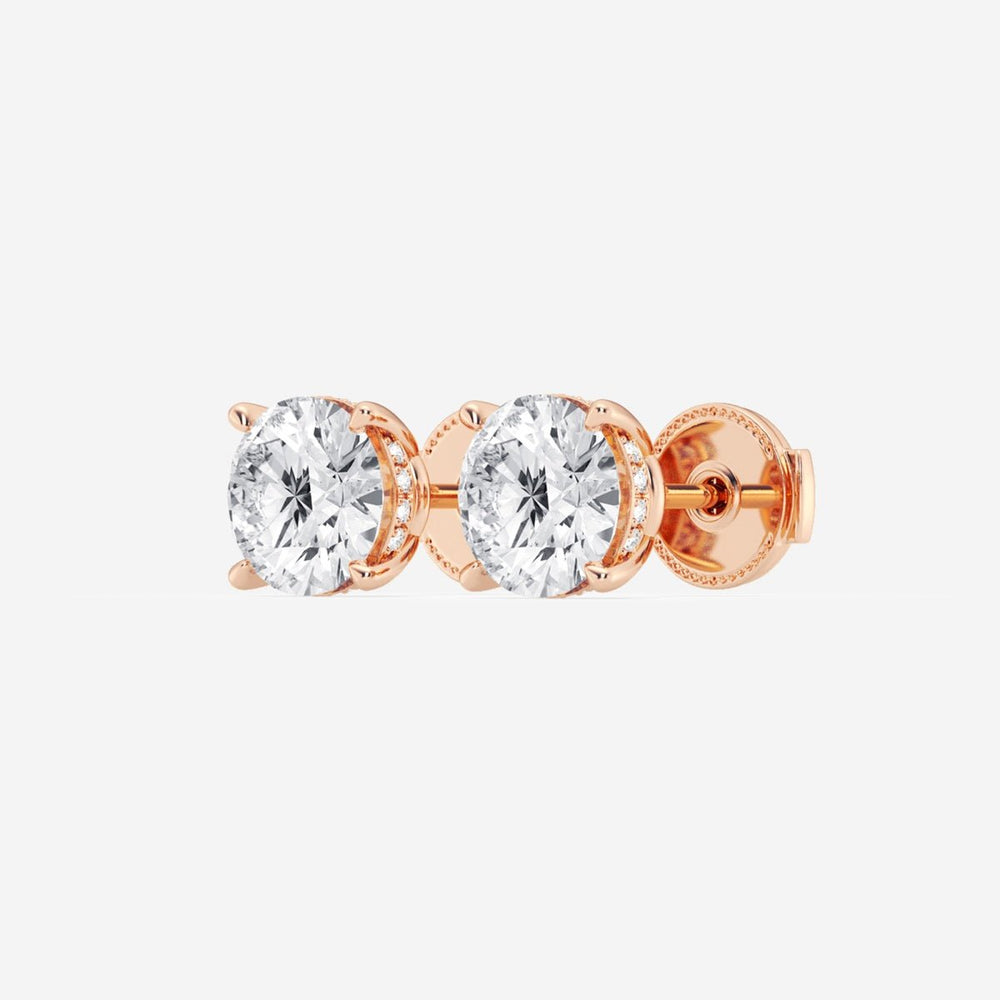 Round Cut FG - VS2 Lab - Grown Diamond Hidden Halo Stud Earrings - Doozy Diamonds