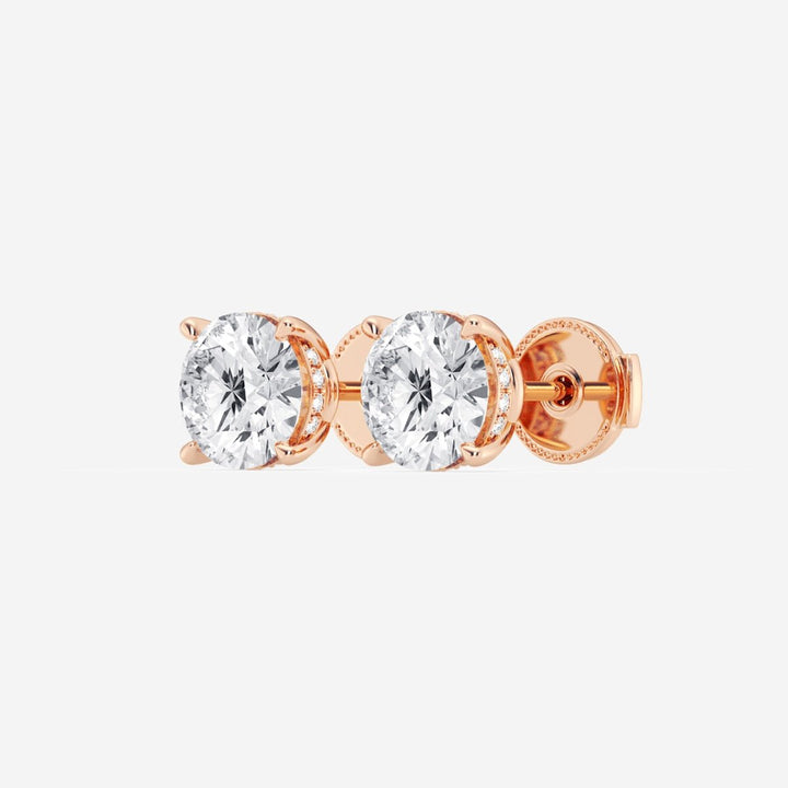 Round Cut FG - VS2 Lab - Grown Diamond Hidden Halo Stud Earrings - Doozy Diamonds