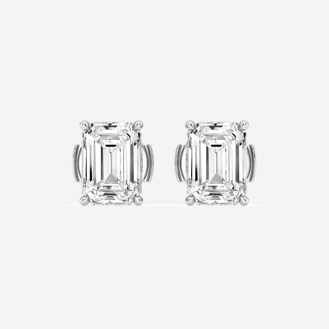 Emerald Cut FG - VS2 Lab - Grown Diamond Hidden Halo Stud Earrings - Doozy Diamonds
