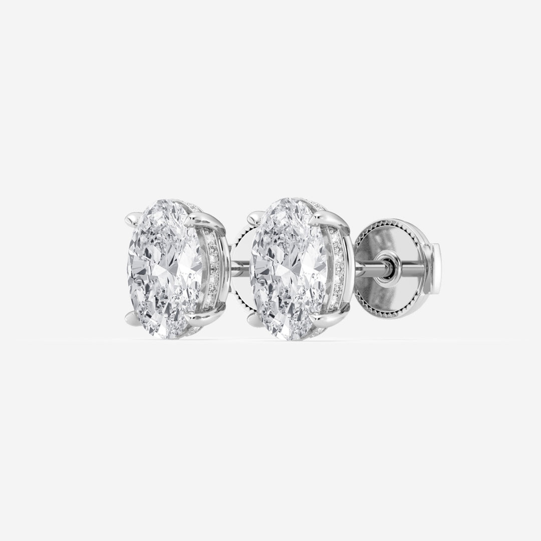 Oval Cut FG - VS2 Lab - Grown Diamond Hidden Halo Stud Earrings - Doozy Diamonds