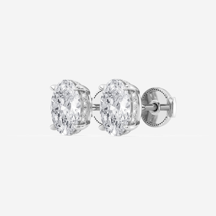 Oval Cut FG - VS2 Lab - Grown Diamond Hidden Halo Stud Earrings - Doozy Diamonds