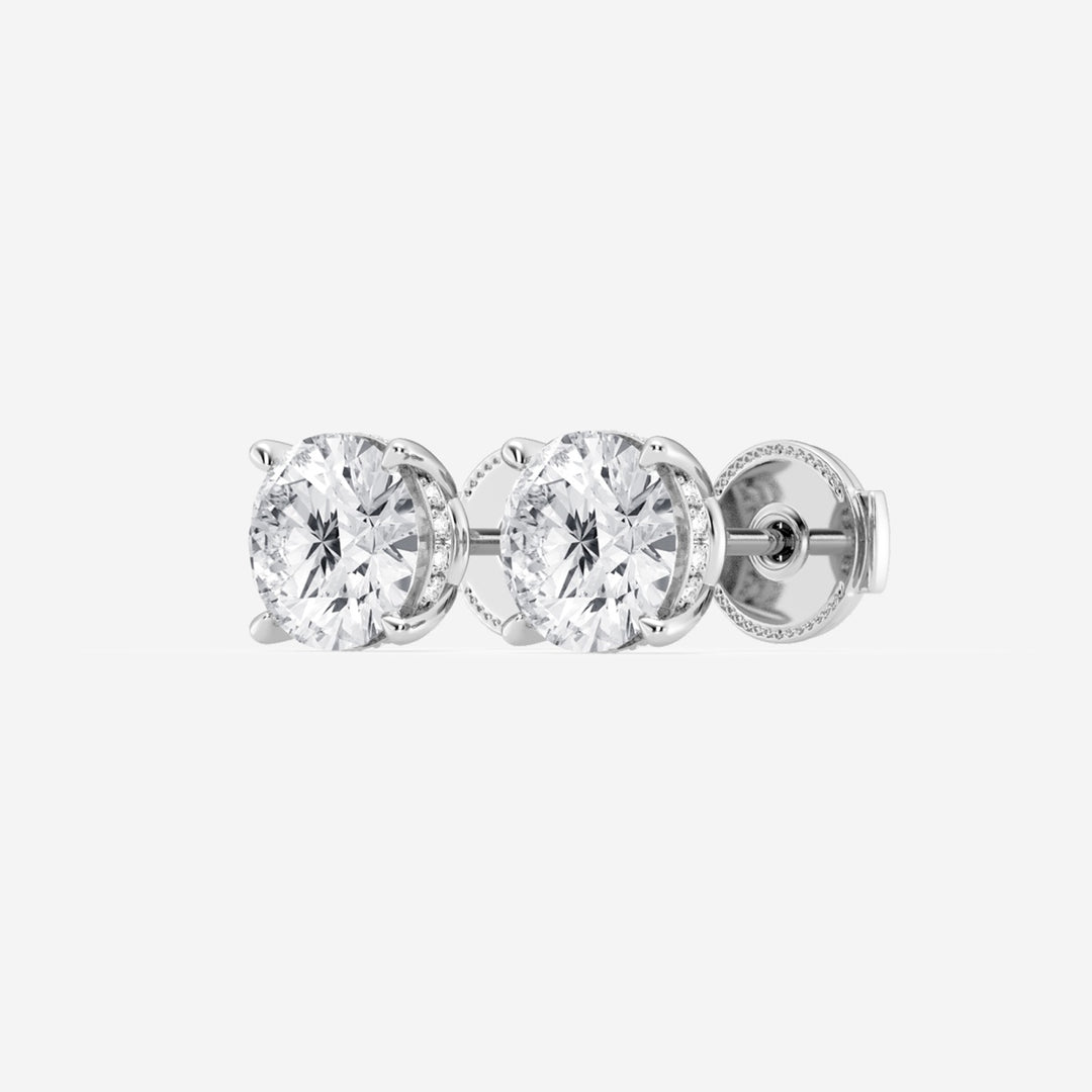 Round Cut FG - VS2 Lab - Grown Diamond Hidden Halo Stud Earrings - Doozy Diamonds