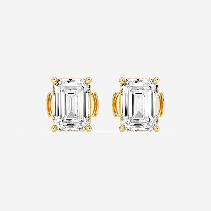 Emerald Cut FG - VS2 Lab - Grown Diamond Hidden Halo Stud Earrings - Doozy Diamonds