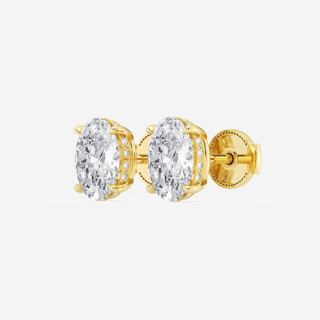 Oval Cut FG - VS2 Lab - Grown Diamond Hidden Halo Stud Earrings - Doozy Diamonds